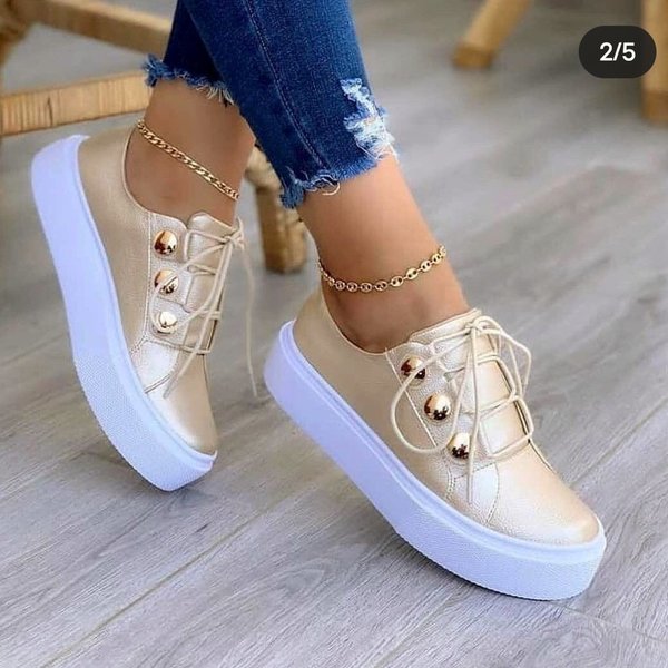 Large Size Casual Single Shoes Women's New Round Head Thick Sole Casual Rubber Shoes-image