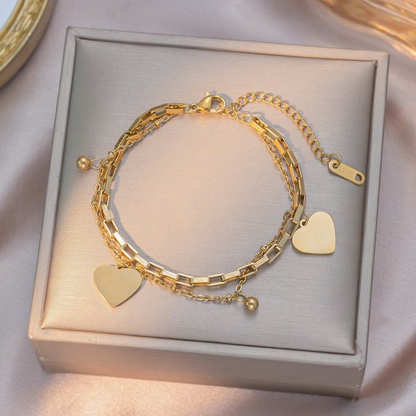 Couple Bracelets Ins Double Layer Palace Style Girly Minimalist Heart Temperament Jewelry-image