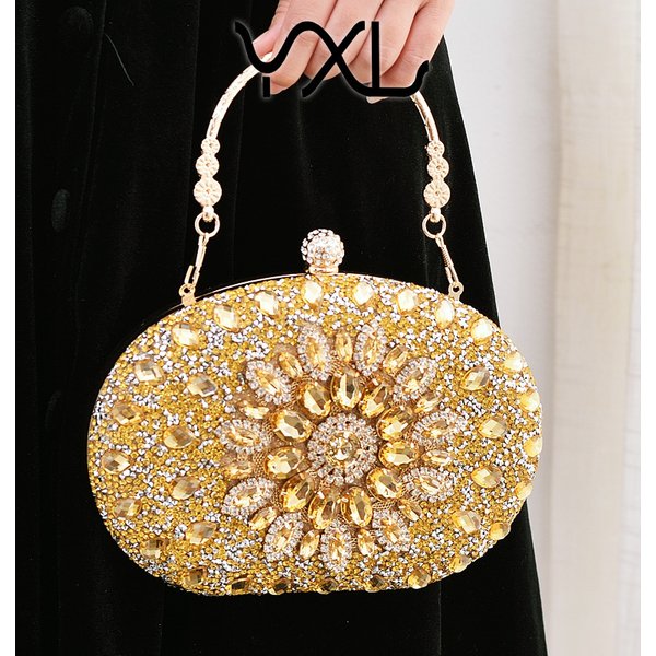 sunflower Dinner Bag, Fashionable Banquet Clutch Bag, Dress Evening Bag, Diamond Bag Party Bag