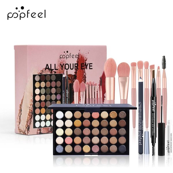 Makeup Set Eyeshadow Brow Pencil Mascara Eyeliner Eye Face Set Combination-image