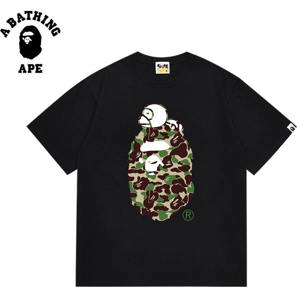 A BATHING APE BAPE-Sleeping Monkey Ape Head Pattern Short Sleeve T-shirt Made Of Pure Cotton Fabric