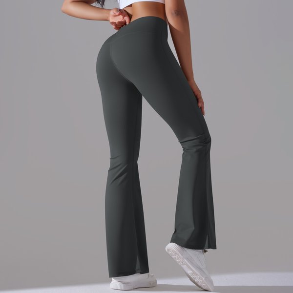 Women's Wide-Leg Pants Hip Yoga Bell Bottoms, High Waist Leisure Fitness Pants-image