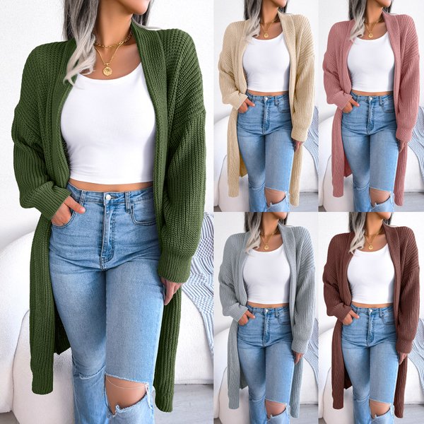 Women's Clothing Autumn And Winter Casual All-Match Lapel Long Cardigan Sweater Jacket Popular Women's Clothing-image