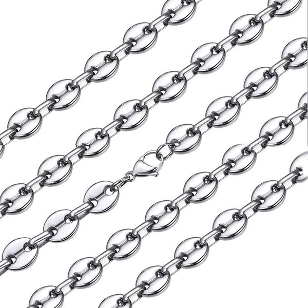 1Pcs Stainless Steel Coffee Beans 5MM For Men Women Rope Link Chain Necklaces Fashion Hip Hop Jewelry-image