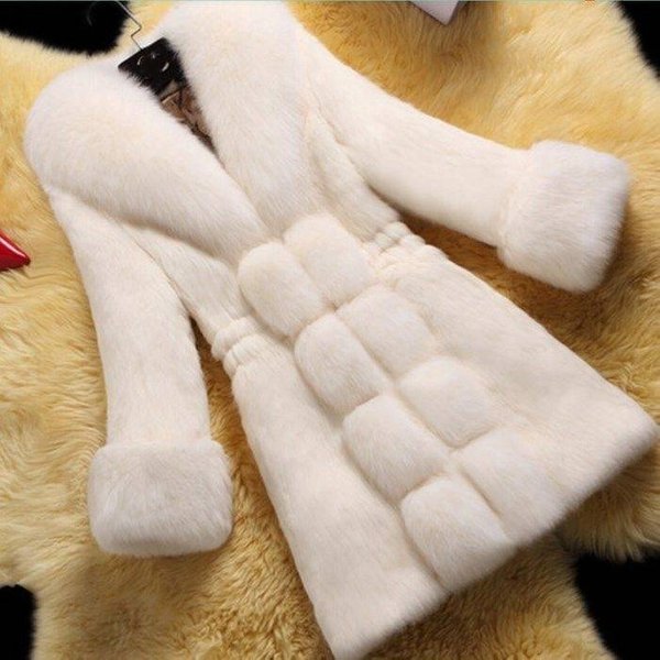 Luxury Faux Fur Coat For Women – Mid-Length Winter Jacket With Elegant Princess Sleeves (Multiple Colors & Sizes S-5XL)
