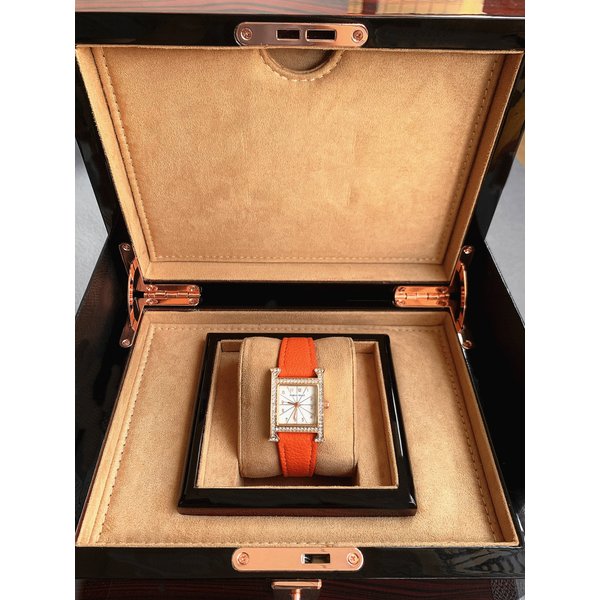 Pablo Raez Classic Ins Wind Orange Ladies Small Square Watch Simple Light Luxury Rhinestone Leather Waterproof Quartz Watch-image