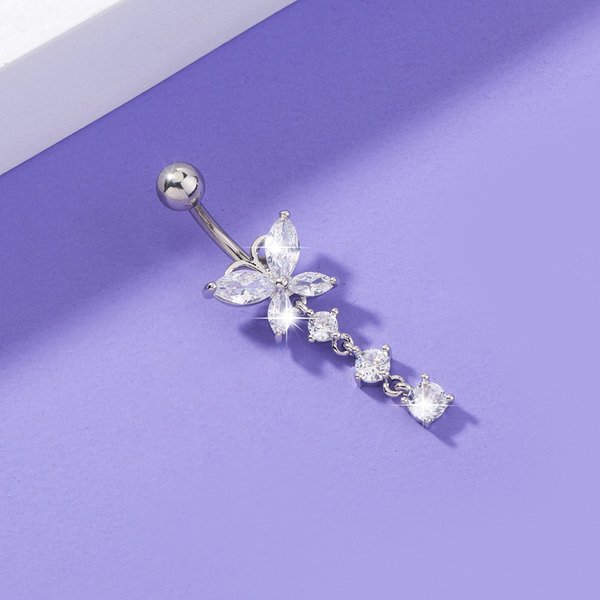 European And American Zircon Belly Button Nail Butterfly Belly Button Ring Piercing Jewelry-image
