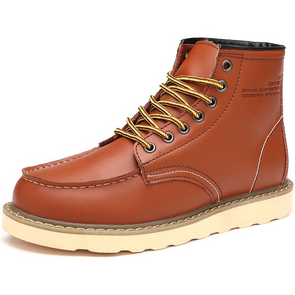 Men's winter plus cotton ankle boots High top Desert boots cowhide mid-top men's shoes