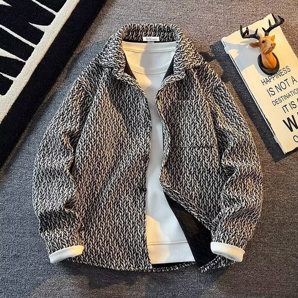 Men's Clothing Jacket For Men Spring And Autumn Trend Lapel Plaid Shirt Casual Men's Jacket