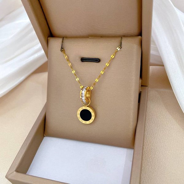 Classic Design Brand Roman Numerals Pendant Necklace For Woman Titanium Steel Tassel Necklace Luxury Jewelry-image