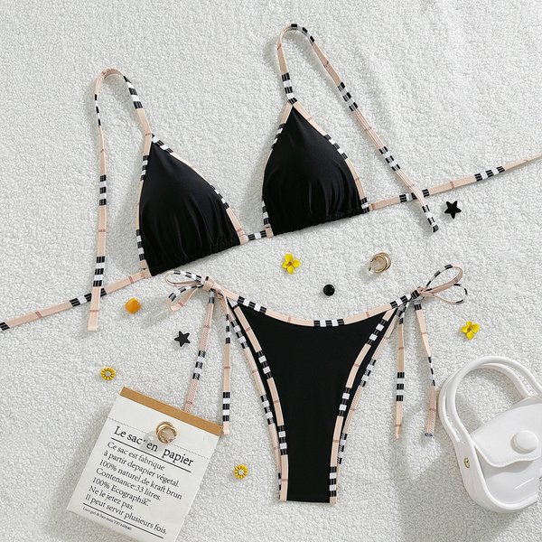 Women's Clothing Triangle Two Piece Swimsuit Bikini Sexy Polyester Spring/Summer/Autumn