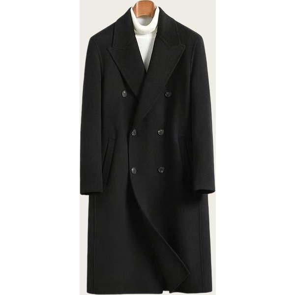 Men's Double-Faced Wool Overcoat, Knee-Length Trench Coat, Thickened Winter Jacket, Stylish Casual Outerwear