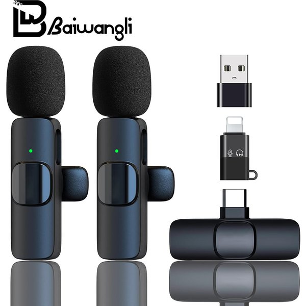 Wireless Collar Clip Microphone Karaoke Live Broadcast Bluetooth Microphone One-To-Two Collar Clip Microphone-image