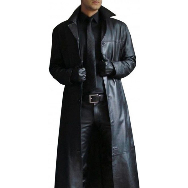 Men's clothing fashion temperament solid color slim pu leather plus long leather coat coat