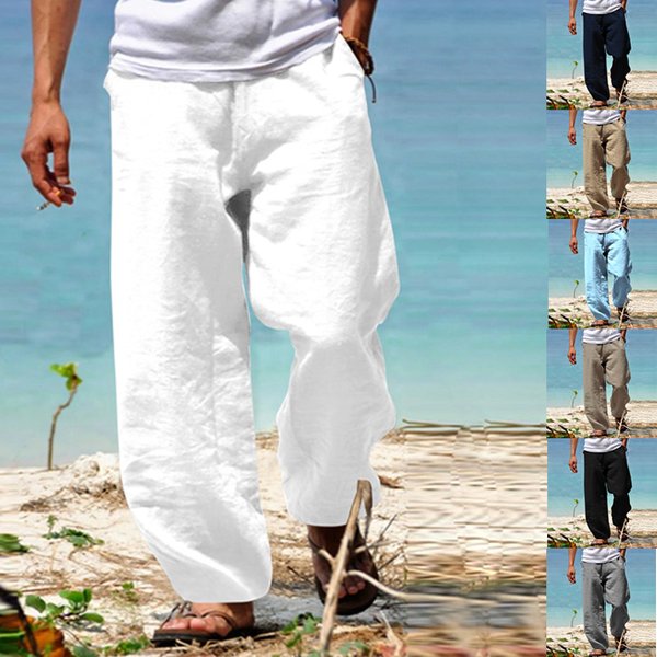 Man's Clothing Cotton And Hemp Casual Pants Men Loose Cotton And Hemp Rope Hip Hop Lamp Wide Leg Straight Pants Men's Wear-image