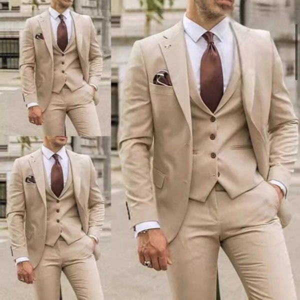 Men's Clothing Groom Best Man Suit Business Suit Three Piece Wedding Banquet Suit Men