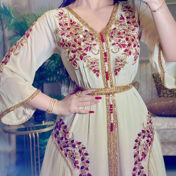 Women's Clothing Spring And Summer New Middle Eastern Women's Sexy Chiffon Embroidered Belt Dress-image