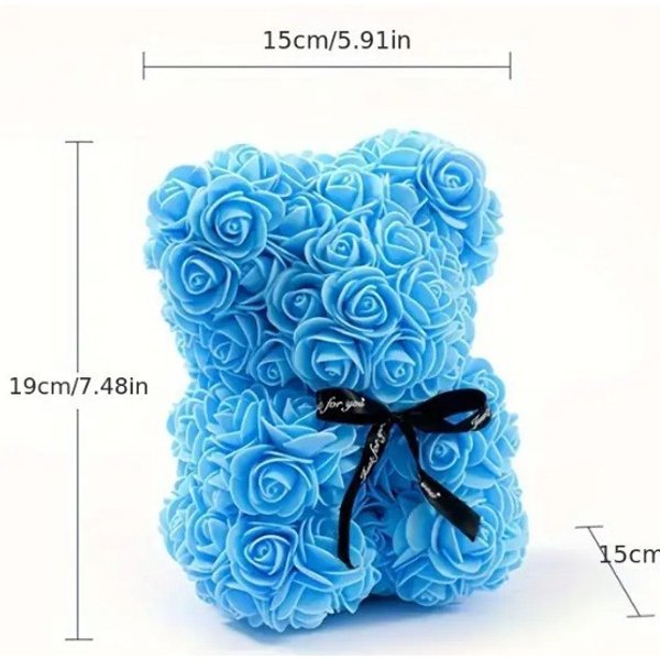 Romantic Foam Rose Flower Bouquet, Birthday Present, Cute Hugging Bear Plush Toy For Valentine's Day, Anniversary, Wedding-image