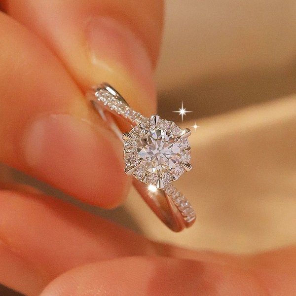 Moissanite diamond ring one carat live twist arm ring for women