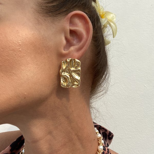 Unique Lava Liquid Irregular Wrinkle Design Fashion Earrings For Women-image