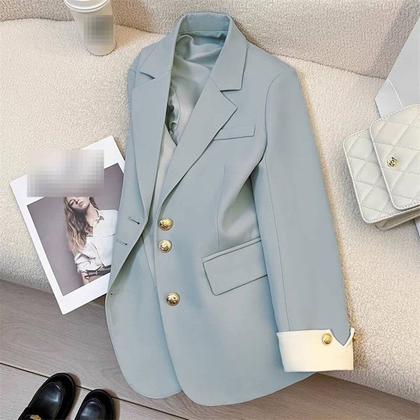 Women's Casual Suit Jacket Korean Style Elegant Fashion England Style Long Sleeve Slim Fit Blazer Top For Spring Autumn-image