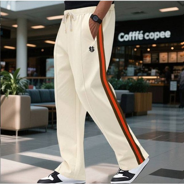 Men's Hip-Hop Flared Pants - American Retro Stripe Joggers | Elastic Waist Casual Trousers-image