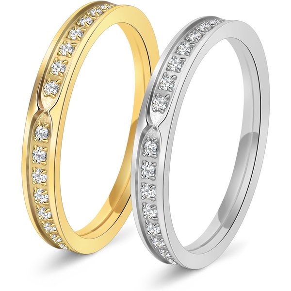 Women's Jewelry High End Stainless Steel Engagement Wedding Ring With Diamonds Jewelry Simple Ring-image