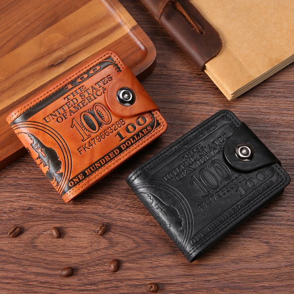 Men's Wallet Short Personality Beautiful Money Clip Men's Two Fold Buckle Multi Card Slot Wallet Wallet-image