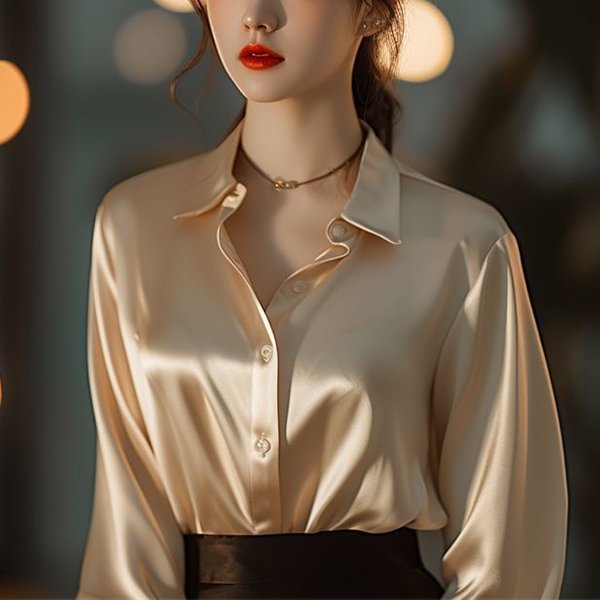 Women's Clothing Spring Champagne Color Temperament Versatile Professional Shirt Drape Long Sleeve Top-image