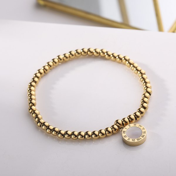 Elastic Roman Numeral Black And White Bracelet Female Rose Gold Titanium Steel Jewelry Bracelet Creative Female Accessories-image