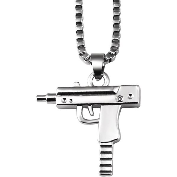 Hiphop Uzi Uzi Submachine Gun Men's Necklace Street Disco Trendy Pistol Women's Titanium Steel Pendant-image