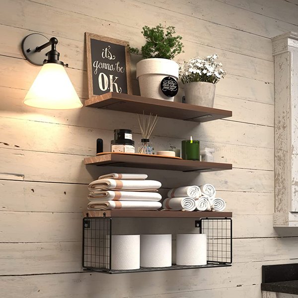 Wall Hanging Pine Corner Suspension Shelf Bedroom Living Room Bathroom Kitchen Carbonized Black Wall Storage Rack-image