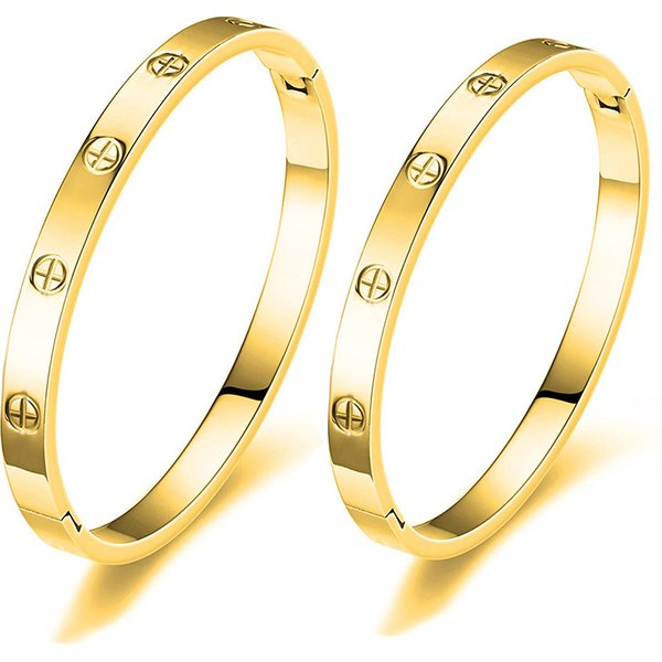 Light Luxury INS Men's Trendy Style Stainless Cross Nail Position Titanium Steel Bracelet Gold