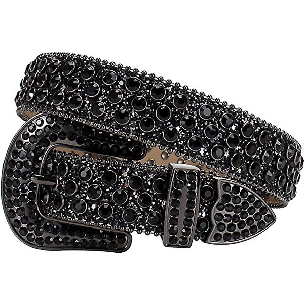 Men And Women's Inlaid With Rhinestone Crystal Shiny Punk Hip-hop PU Belt, Jeans, Dress Belt