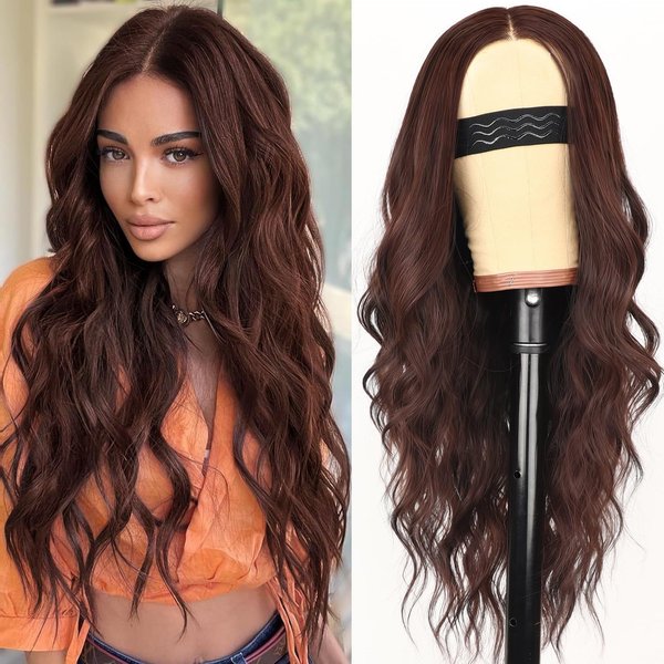 Lace Front Wavy Long Synthetic Hair Wig With Baby Hair - Natural Looking Heat Resistant Fiber For Women-image
