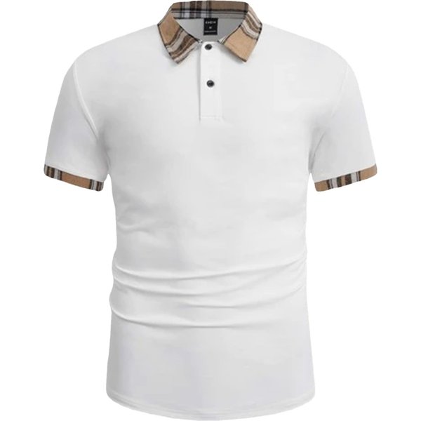 Men's Short Sleeved Printed Polo Shirt With Lapel, Business And Casual Button-image