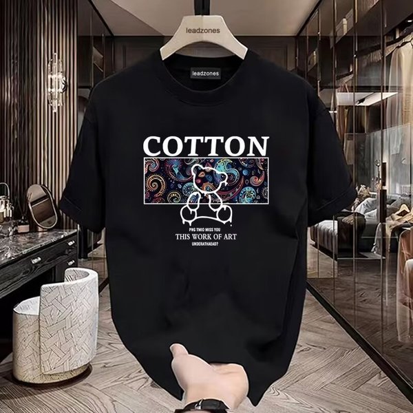 Men's Clothing Short Sleeved T Shirt For Men In Summer New Cotton Half Sleeve Ins Trendy Street Loose Round Neck Top-image