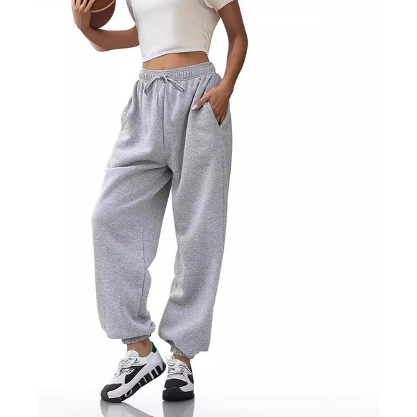 Women's Casual Jogger Pants With Drawstring Waist & Side Pockets - Lightweight Polyester Lounge Sweatpants For Women (Black, Gray)