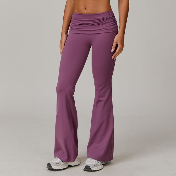 High-Waisted Quick Drying Yoga Pants For Women Hip Lifting Casual Wide Leg Sports Tight Flared Pants With Perky Butt Nude-image