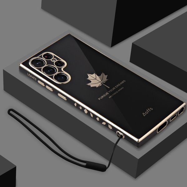 Electroplated Maple Leaf Case For Samsung S23 Ultra S20 S21 S22 S23 Plus S20 Fe S21 Fe Note 20 Ultra S23Ultra 5G-image