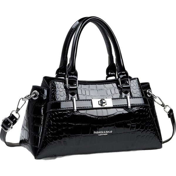 Women's Fashion Handbag With Crocodile Texture, Retro Small Crossbody Bag For Daily Use, PU Leather Shoulder Bag With Zipper Closure, Medium Size-image