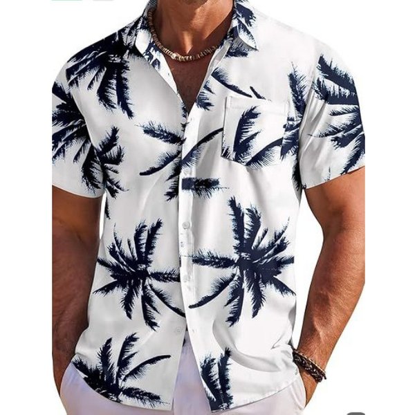 Men's Summer Casual Printed Short Sleeved Shirt Vacation