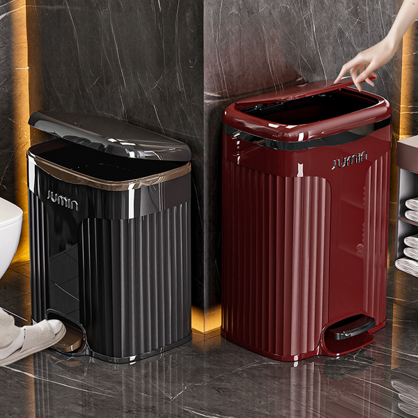 Light Luxury Household Living Room Trash Bin, Press Foot Pedal, Toilet, Bathroom, Bedroom Storage With Lid, Large-image