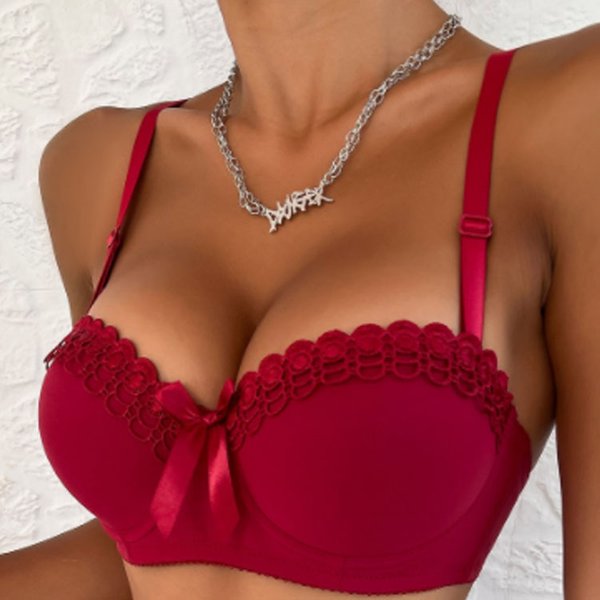 Girls Bra Embroidered Butterfly Steel Ring Underwear Non-Slip Fashion Ladies Sexy Big Breast Small Bra-image