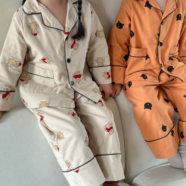 Children's Clothing Children's Cotton Woolen Pajama Set Boys And Girls Baby Spring And Autumn Home Clothing Two-piece Set
