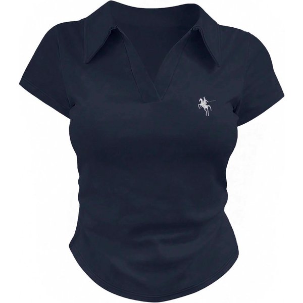 Slim Fit Polo Shirt Short Sleeve Breathable Stylish Embroidered Knight Design for Men And Women