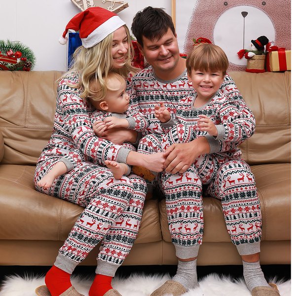 Women's Sleepwears Christmas Print New Parent Child Home Set Pajamas-image