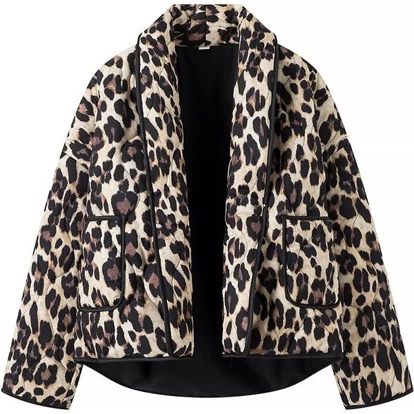 Women's Clothing Winter New Retro Leopard Print Cotton Jacket Women's Floral Cotton Jacket-image