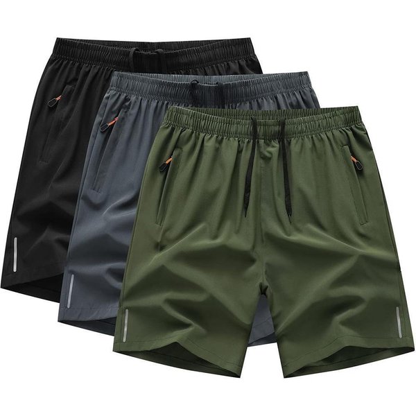 Men's Quick-Dry Running Shorts – Lightweight Polyester Beach Casual Shorts With Breathable Mesh Lining (Black, Navy, Olive, Khaki, Charcoal)-image