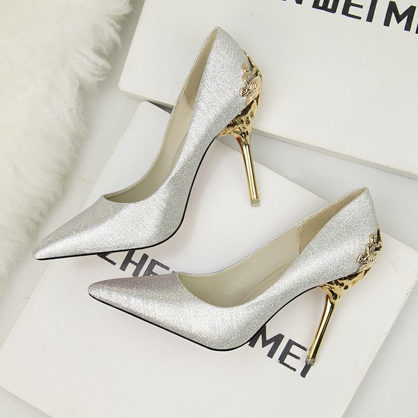 Women's Pointed Single Wedding Shoes Red Suede Stiletto Heels Hollow-Out Metal Detail Bridal Footwear